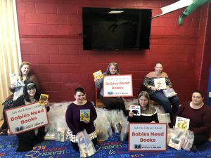 Decorate images with people supporting the Babies need books program