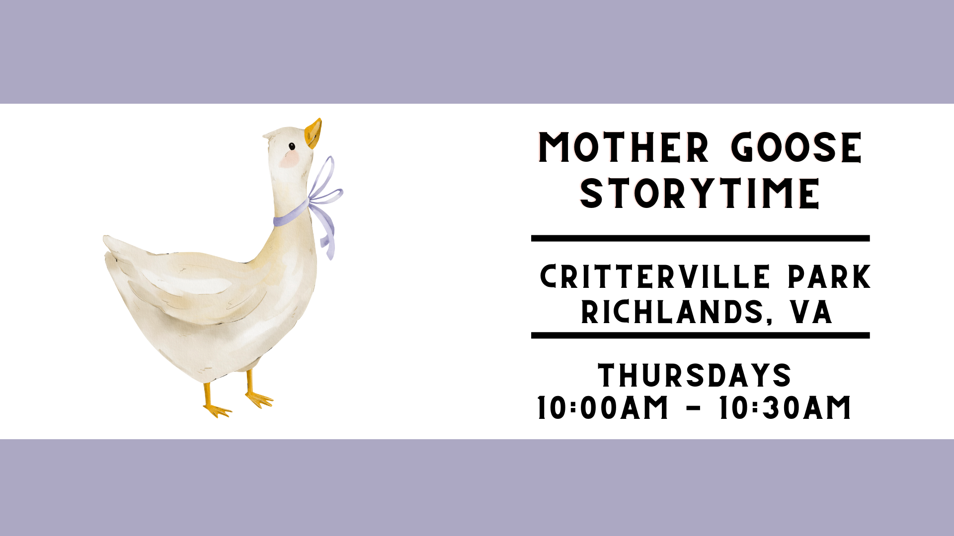 Mother Goose Storytime at Critterville Park on Thursdays
